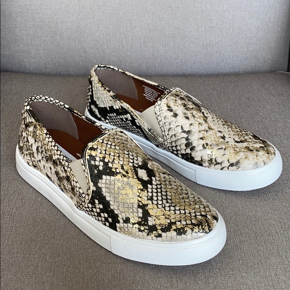 snake print slip on sneakers